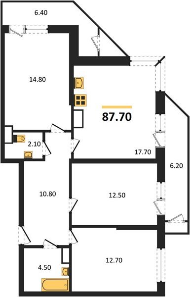 Фото №1: 3-комнатная квартира 87 м² - Краснодар, ЖК Рекорд, Черёмушки, Карасунский внутригородской округ, Центральный внутригородской округ, мкр. жилой комплекс Рекорд, ул. Новороссийская, 102/8к6