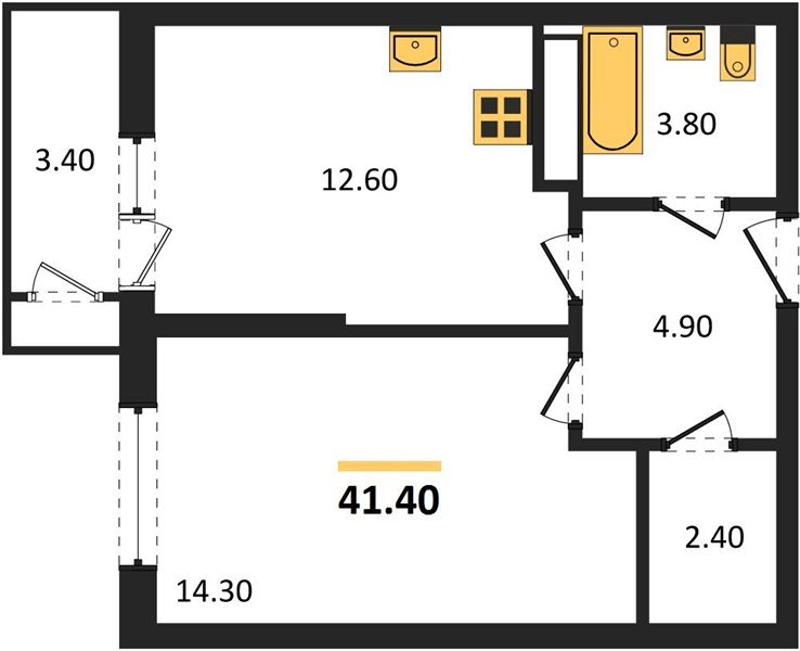 Фото №1: 1-комнатная квартира 41 м² - Краснодар, ЖК Рекорд, Черёмушки, Карасунский внутригородской округ, Центральный внутригородской округ, мкр. жилой комплекс Рекорд, ул. Новороссийская, 102/8к6