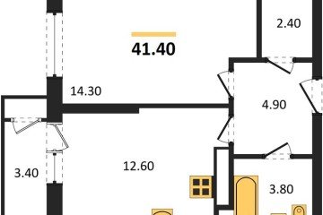 Фото №1: 1-комнатная квартира 41 м² - Краснодар, мкр. жилой комплекс Рекорд, ул. Новороссийская, 102/8к6