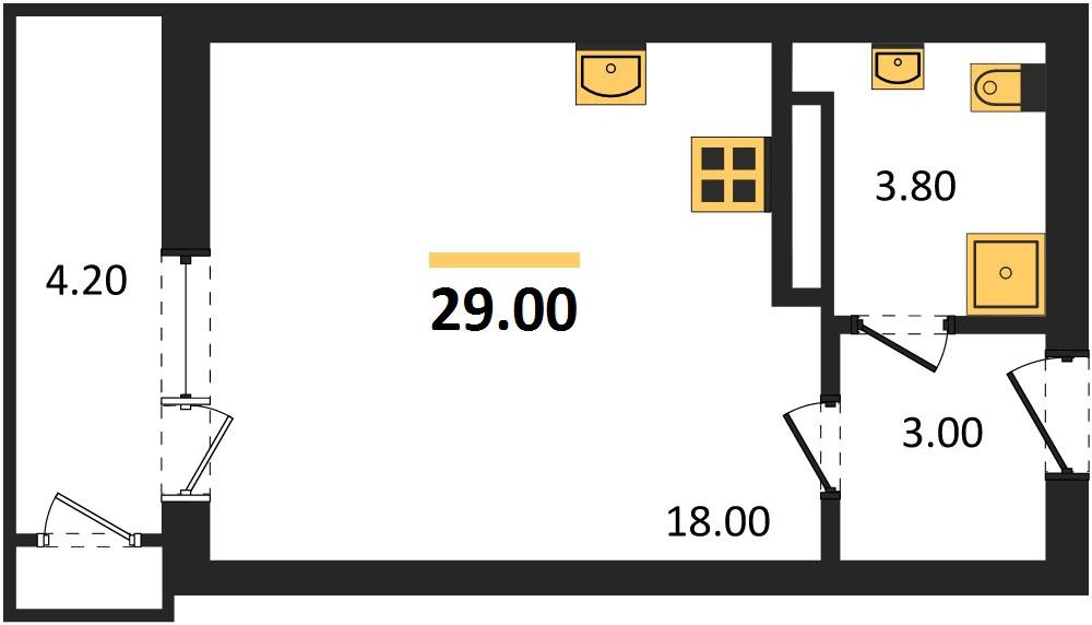 Фото №1: Студия 29 м² - Краснодар, ЖК Рекорд, Черёмушки, Карасунский внутригородской округ, Центральный внутригородской округ, мкр. жилой комплекс Рекорд, ул. Новороссийская, 102/8к6