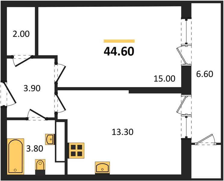 Фото №1: 1-комнатная квартира 44 м² - Краснодар, ЖК Рекорд, Черёмушки, Карасунский внутригородской округ, Центральный внутригородской округ, мкр. жилой комплекс Рекорд, ул. Новороссийская, 102/8к6