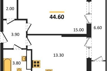 Фото №1: 1-комнатная квартира 44 м² - Краснодар, мкр. жилой комплекс Рекорд, ул. Новороссийская, 102/8к6