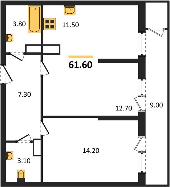 Фото №1: 1-комнатная квартира 61 м² - Краснодар, ЖК Рекорд, Черёмушки, Карасунский внутригородской округ, Центральный внутригородской округ, мкр. жилой комплекс Рекорд, ул. Новороссийская, 102/8к6