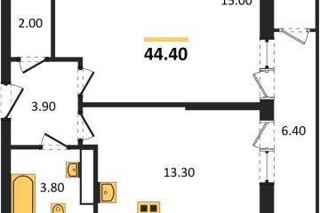Фото №1: 1-комнатная квартира 44 м² - Краснодар, мкр. жилой комплекс Рекорд, ул. Новороссийская, 102/8к6