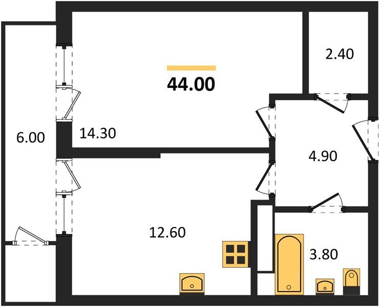Фото №1: 1-комнатная квартира 44 м² - Краснодар, ЖК Рекорд, Черёмушки, Карасунский внутригородской округ, Центральный внутригородской округ, мкр. жилой комплекс Рекорд, ул. Новороссийская, 102/8к6