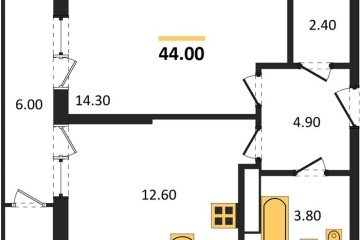 Фото №1: 1-комнатная квартира 44 м² - Краснодар, мкр. жилой комплекс Рекорд, ул. Новороссийская, 102/8к6