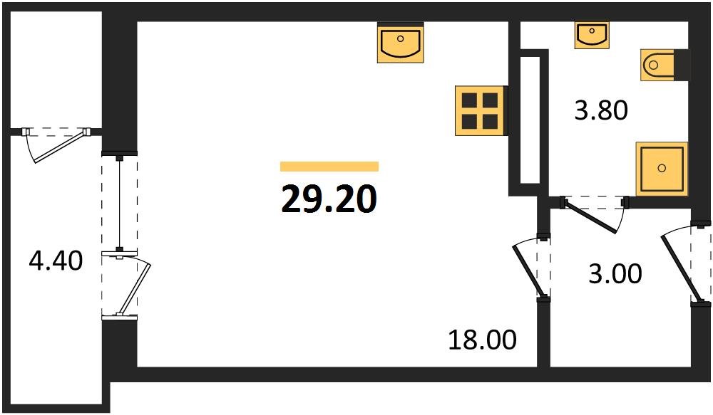 Фото №1: Студия 29 м² - Краснодар, ЖК Рекорд, Черёмушки, Карасунский внутригородской округ, Центральный внутригородской округ, мкр. жилой комплекс Рекорд, ул. Новороссийская, 102/8к6