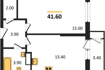 Фото №1: 1-комнатная квартира 41 м² - Краснодар, мкр. жилой комплекс Рекорд, ул. Новороссийская, 102/8к6