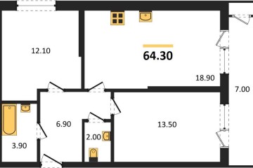 Фото №1: 2-комнатная квартира 64 м² - Краснодар, мкр. жилой комплекс Рекорд, ул. Новороссийская, 102/8к6