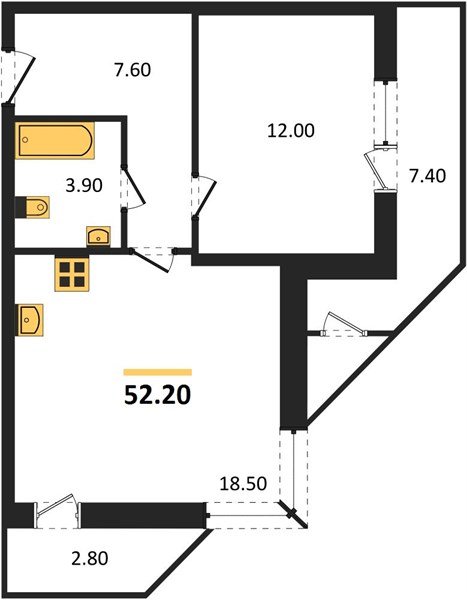 Фото №1: 1-комнатная квартира 52 м² - Краснодар, ЖК Рекорд, Черёмушки, Карасунский внутригородской округ, Центральный внутригородской округ, мкр. жилой комплекс Рекорд, ул. Новороссийская, 102/8к6