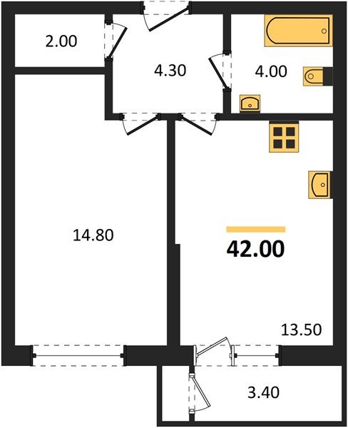 Фото №1: 1-комнатная квартира 42 м² - Краснодар, ЖК Рекорд, Черёмушки, Карасунский внутригородской округ, Центральный внутригородской округ, мкр. жилой комплекс Рекорд, ул. Новороссийская, 102/8к6