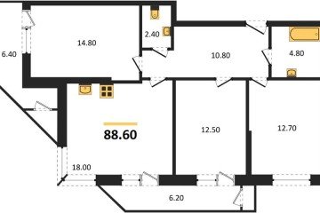 Фото №1: 3-комнатная квартира 88 м² - Краснодар, мкр. жилой комплекс Рекорд, ул. Новороссийская, 102/8к6