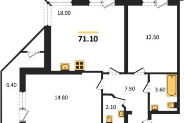 Фото №1: 2-комнатная квартира 71 м² - Краснодар, мкр. жилой комплекс Рекорд, ул. Новороссийская, 102/8к6