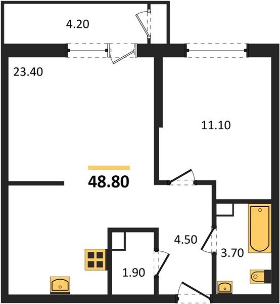 Фото №1: 1-комнатная квартира 48 м² - Краснодар, ЖК Рекорд, Черёмушки, Карасунский внутригородской округ, Центральный внутригородской округ, мкр. жилой комплекс Рекорд, ул. Новороссийская, 102/8к6
