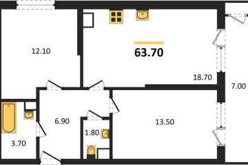 Фото №1: 2-комнатная квартира 63 м² - Краснодар, мкр. жилой комплекс Рекорд, ул. Новороссийская, 102/8к6