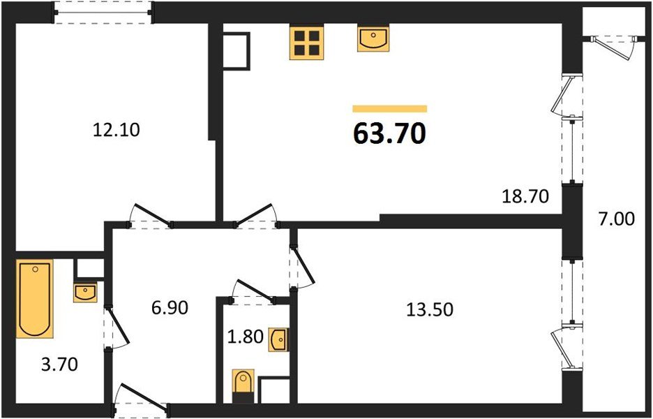 Фото №1: 2-комнатная квартира 63 м² - Краснодар, ЖК Рекорд, Черёмушки, Карасунский внутригородской округ, Центральный внутригородской округ, мкр. жилой комплекс Рекорд, ул. Новороссийская, 102/8к6