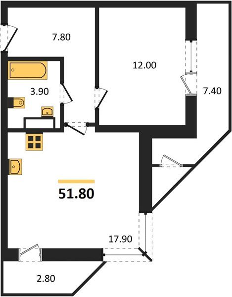 Фото №1: 1-комнатная квартира 51 м² - Краснодар, ЖК Рекорд, Черёмушки, Карасунский внутригородской округ, Центральный внутригородской округ, мкр. жилой комплекс Рекорд, ул. Новороссийская, 102/8к6
