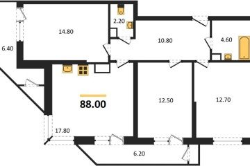 Фото №1: 3-комнатная квартира 88 м² - Краснодар, мкр. жилой комплекс Рекорд, ул. Новороссийская, 102/8к6