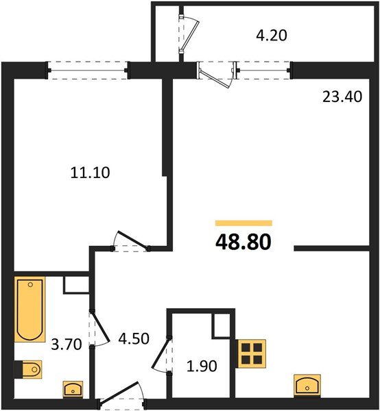 Фото №1: 1-комнатная квартира 48 м² - Краснодар, ЖК Рекорд, Черёмушки, Карасунский внутригородской округ, Центральный внутригородской округ, мкр. жилой комплекс Рекорд, ул. Новороссийская, 102/8к6