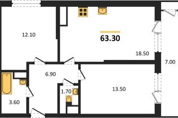 Фото №1: 2-комнатная квартира 63 м² - Краснодар, мкр. жилой комплекс Рекорд, ул. Новороссийская, 102/8к6