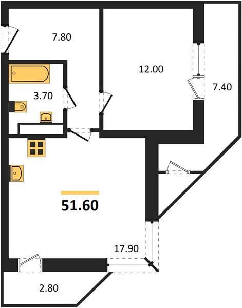 Фото №1: 1-комнатная квартира 51 м² - Краснодар, ЖК Рекорд, Черёмушки, Карасунский внутригородской округ, Центральный внутригородской округ, мкр. жилой комплекс Рекорд, ул. Новороссийская, 102/8к6