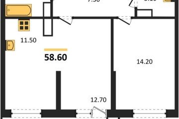 Фото №1: 1-комнатная квартира 58 м² - Краснодар, мкр. жилой комплекс Рекорд, ул. Новороссийская, 102/8к6