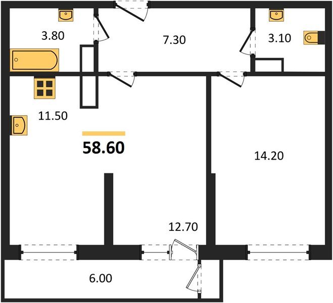 Фото №1: 1-комнатная квартира 58 м² - Краснодар, ЖК Рекорд, Черёмушки, Карасунский внутригородской округ, Центральный внутригородской округ, мкр. жилой комплекс Рекорд, ул. Новороссийская, 102/8к6