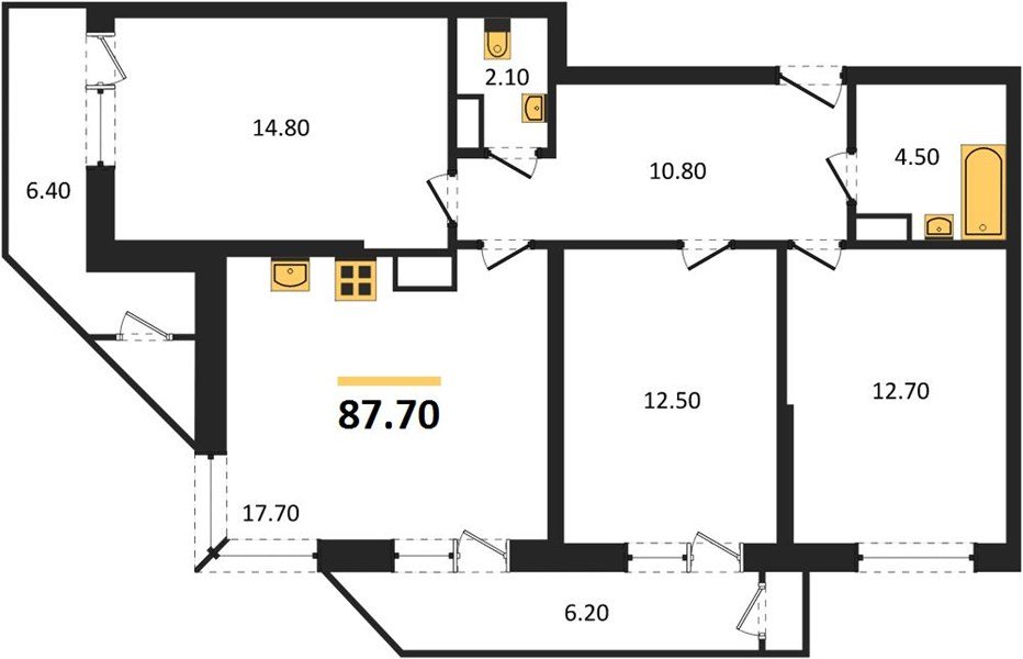 Фото №1: 3-комнатная квартира 87 м² - Краснодар, ЖК Рекорд, Черёмушки, Карасунский внутригородской округ, Центральный внутригородской округ, мкр. жилой комплекс Рекорд, ул. Новороссийская, 102/8к6