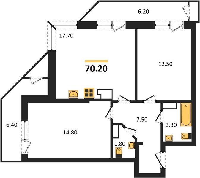 Фото №1: 2-комнатная квартира 70 м² - Краснодар, ЖК Рекорд, Черёмушки, Карасунский внутригородской округ, Центральный внутригородской округ, мкр. жилой комплекс Рекорд, ул. Новороссийская, 102/8к6
