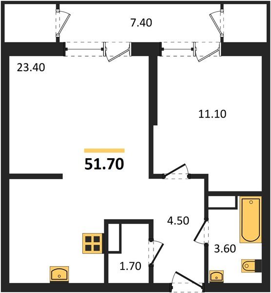 Фото №1: 1-комнатная квартира 51 м² - Краснодар, ЖК Рекорд, Черёмушки, Карасунский внутригородской округ, Центральный внутригородской округ, мкр. жилой комплекс Рекорд, ул. Новороссийская, 102/8к6