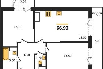 Фото №1: 2-комнатная квартира 66 м² - Краснодар, мкр. жилой комплекс Рекорд, ул. Новороссийская, 102/8к6
