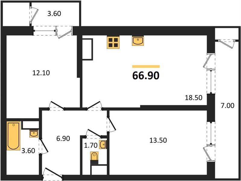 Фото №1: 2-комнатная квартира 66 м² - Краснодар, ЖК Рекорд, Черёмушки, Карасунский внутригородской округ, Центральный внутригородской округ, мкр. жилой комплекс Рекорд, ул. Новороссийская, 102/8к6