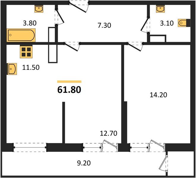 Фото №1: 1-комнатная квартира 61 м² - Краснодар, ЖК Рекорд, Черёмушки, Карасунский внутригородской округ, Центральный внутригородской округ, мкр. жилой комплекс Рекорд, ул. Новороссийская, 102/8к6