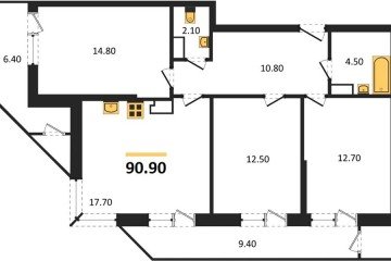 Фото №1: 3-комнатная квартира 90 м² - Краснодар, мкр. жилой комплекс Рекорд, ул. Новороссийская, 102/8к6