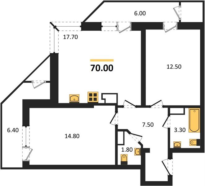 Фото №1: 2-комнатная квартира 70 м² - Краснодар, ЖК Рекорд, Черёмушки, Карасунский внутригородской округ, Центральный внутригородской округ, мкр. жилой комплекс Рекорд, ул. Новороссийская, 102/8к6