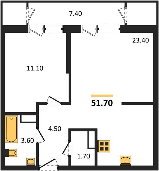 Фото №1: 1-комнатная квартира 51 м² - Краснодар, ЖК Рекорд, Черёмушки, Карасунский внутригородской округ, Центральный внутригородской округ, мкр. жилой комплекс Рекорд, ул. Новороссийская, 102/8к6
