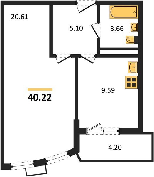 Фото №1: 1-комнатная квартира 40 м² - Краснодар, Хлопчато-бумажный Комбинат, Карасунский внутригородской округ, мкр. жилой комплекс Режиссёр, ул. Уральская, 100/8