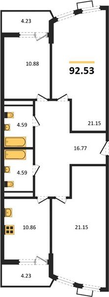 Фото №1: 3-комнатная квартира 92 м² - Краснодар, Хлопчато-бумажный Комбинат, Карасунский внутригородской округ, мкр. жилой комплекс Режиссёр, ул. Уральская, 100/8