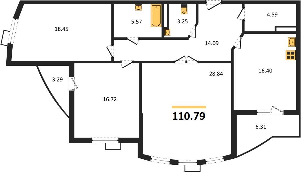 Фото №1: 3-комнатная квартира 110 м² - Краснодар, жилой комплекс Режиссёр, ул. Уральская, 100/8
