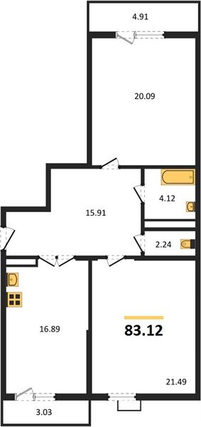 Фото №1: 2-комнатная квартира 83 м² - Краснодар, Хлопчато-бумажный Комбинат, Карасунский внутригородской округ, мкр. жилой комплекс Режиссёр, ул. Уральская, 100/8