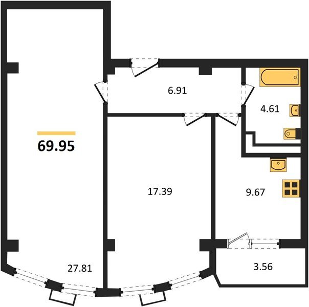 Фото №1: 2-комнатная квартира 69 м² - Краснодар, Хлопчато-бумажный Комбинат, Карасунский внутригородской округ, мкр. жилой комплекс Режиссёр, ул. Уральская, 100/8
