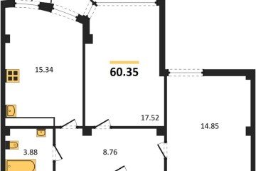 Фото №1: 2-комнатная квартира 60 м² - Краснодар, мкр. жилой комплекс Режиссёр, ул. Уральская, 100/8