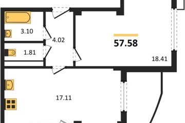 Фото №1: 1-комнатная квартира 57 м² - Краснодар, мкр. жилой комплекс Режиссёр, ул. Уральская, 100/8