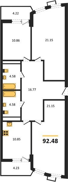 Фото №1: 3-комнатная квартира 92 м² - Краснодар, Хлопчато-бумажный Комбинат, Карасунский внутригородской округ, мкр. жилой комплекс Режиссёр, ул. Уральская, 100/8