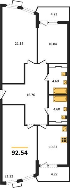 Фото №1: 3-комнатная квартира 92 м² - Краснодар, Хлопчато-бумажный Комбинат, Карасунский внутригородской округ, мкр. жилой комплекс Режиссёр, ул. Уральская, 100/8