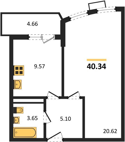 Фото №1: 1-комнатная квартира 40 м² - Краснодар, Хлопчато-бумажный Комбинат, Карасунский внутригородской округ, мкр. жилой комплекс Режиссёр, ул. Уральская, 100/8