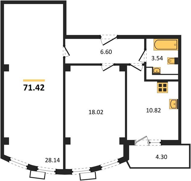 Фото №1: 2-комнатная квартира 71 м² - Краснодар, Хлопчато-бумажный Комбинат, Карасунский внутригородской округ, мкр. жилой комплекс Режиссёр, ул. Уральская, 100/8