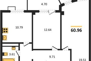 Фото №1: 2-комнатная квартира 60 м² - Краснодар, мкр. жилой комплекс Режиссёр, ул. Уральская, 100/8