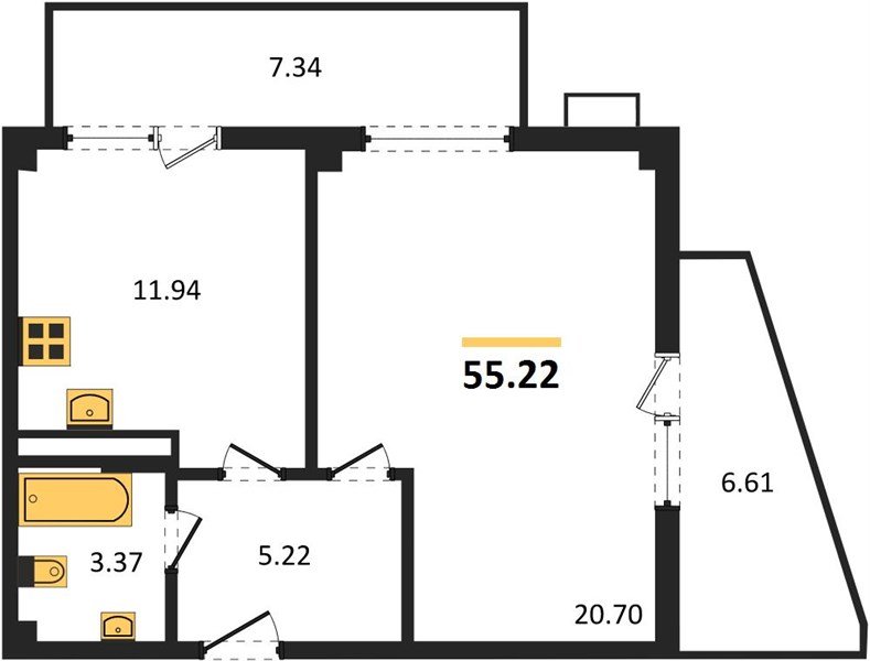 Фото №1: 1-комнатная квартира 55 м² - Краснодар, жилой комплекс Режиссёр, ул. Уральская, 100/8