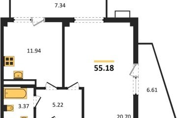 Фото №1: 1-комнатная квартира 55 м² - Краснодар, мкр. жилой комплекс Режиссёр, ул. Уральская, 100/8